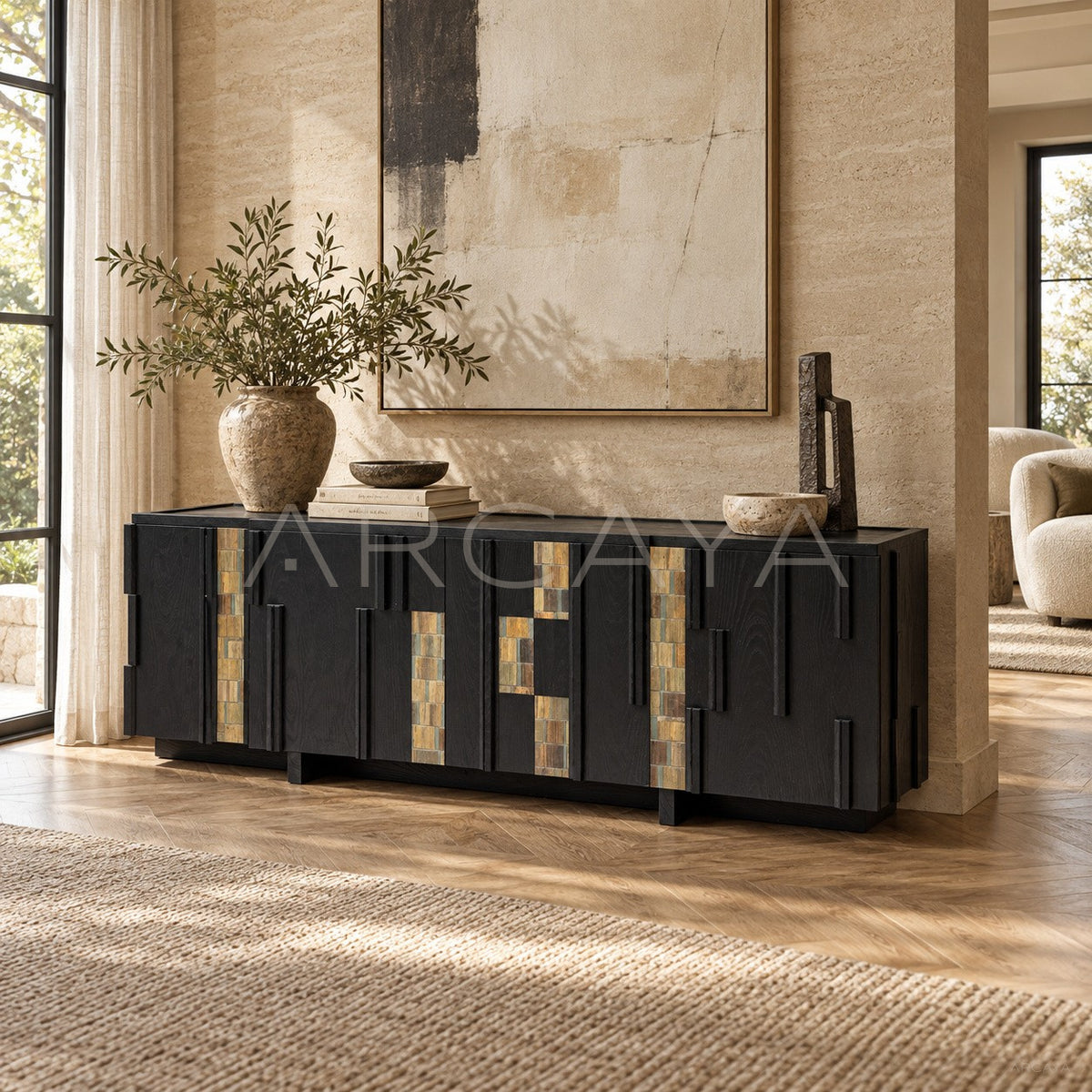 Veneer Entryway Cabinet in detail