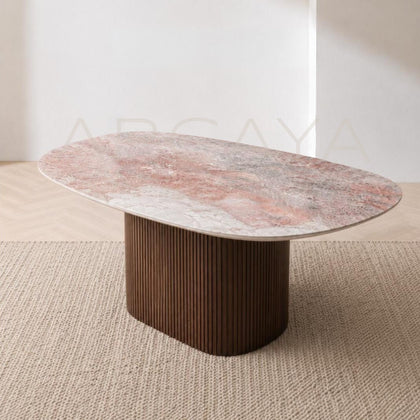 Cream Style Stone Dining Table - scene