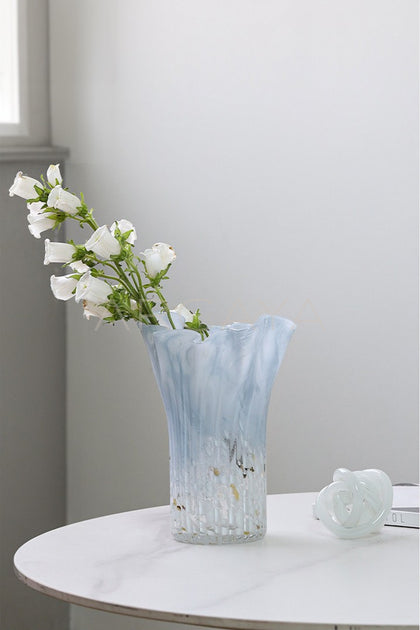 Mid Century Glass Vase Wide Mouth - scene