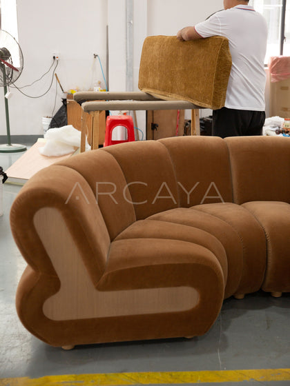 French Naturalist Curved Sofa - detail