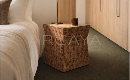 Handwoven Square Side Table - scene