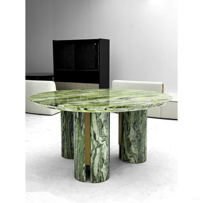 Natural Green Stone Round Dining Table - scene