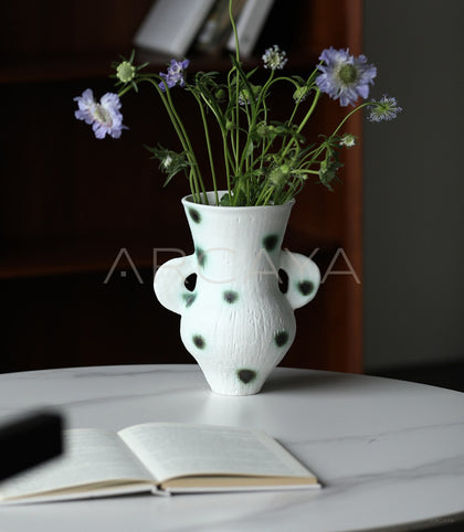 Dadan Green Dot Double Ear Vase - scene