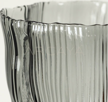 Ribbed Smoked Glass Vase - scene