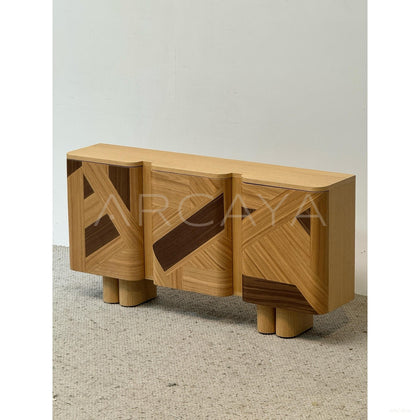 Geometric Marquetry Veneer Entryway Cabinet - scene