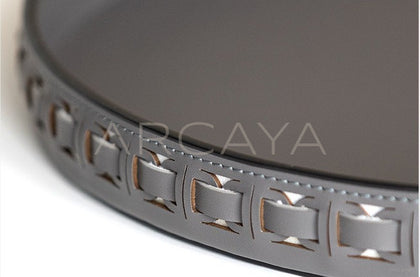 Leather Round Entryway Key Tray - scene
