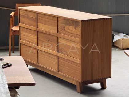 Burmese Teak Nine Drawer Chest - scene