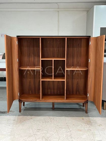 Solid Wood Marble Vintage Storage Cabinet - scene