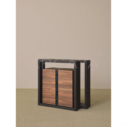 Old Money Oak Entryway Cabinet Sideboard - scene