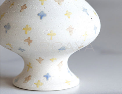 Dadan Hand Painted Cross Pattern Long Neck Vase - scene