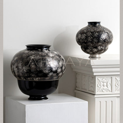 Black Gold Scale Pattern Sphere Vase - main