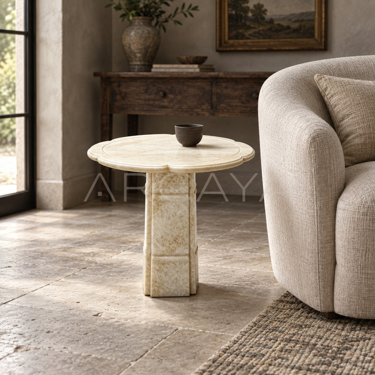 Aston Shigu Stone Bone Furniture — Side Table in detail