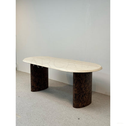 Natural Super White Travertine Dining Table - scene