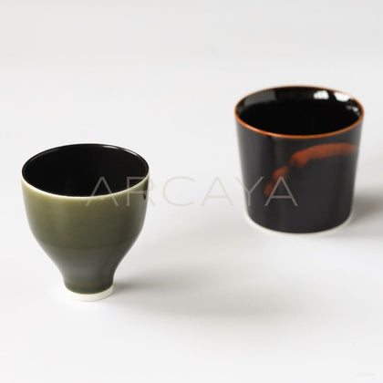 Handmade Underglaze Sake Cup With Saucer - main
