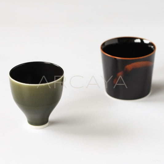 Handmade Underglaze Sake Cup With Saucer - main