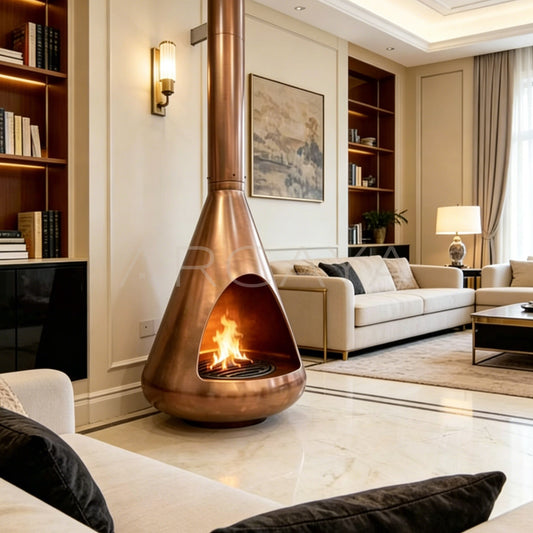 Bronze Water Drop Floor Fireplace - main