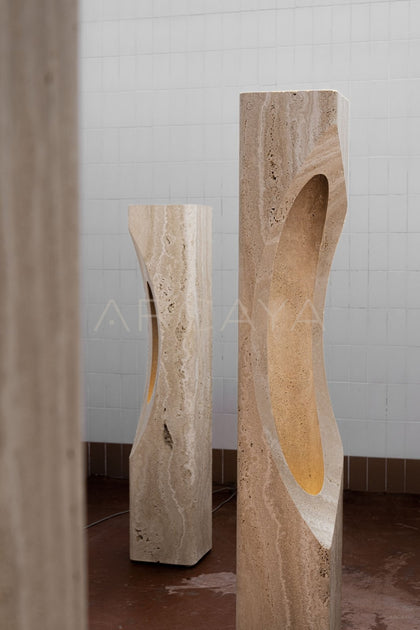 Cor Roman Travertine Illuminated Totem Sculpture - scene