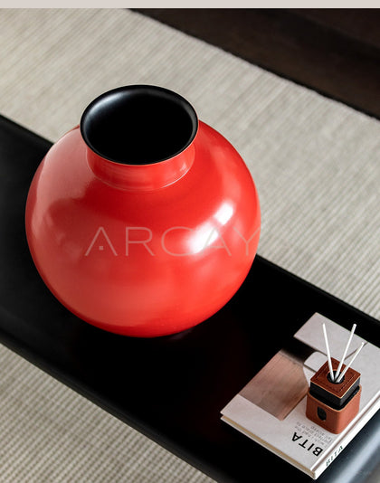 New Chinese Red Round Belly Ceramic Vase - scene