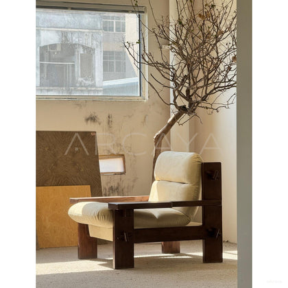 Natural Mid Century Single Lounge Chair - scene