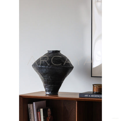 Black Wabi Sabi Jingdezhen Jar Vase - scene