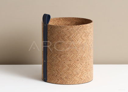 Natural Cork Woven Storage Bucket With Handles - scene