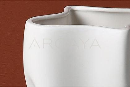 Vintage White Wide Mouth Ceramic Vase - scene