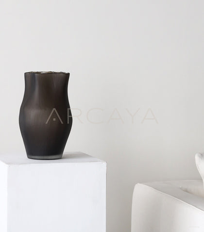 Vintage Misty Pleated Frosted Glass Vase - scene