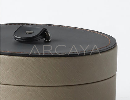 Leather Round Jewelry Storage Box - scene