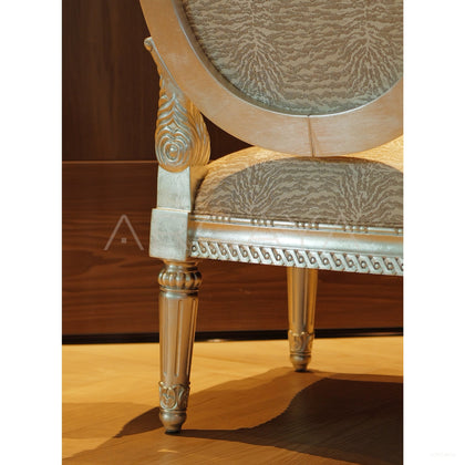 Silver Leaf Hand Carved Animal Print Chair - scene