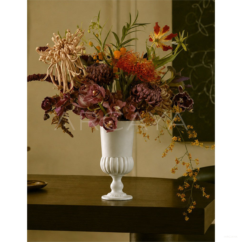 French Mid Century Matte Tall Stem Vase in detail