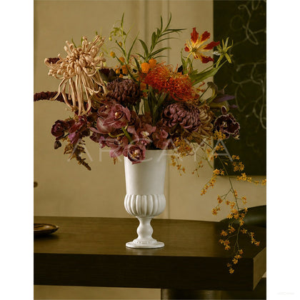 French Mid Century Matte Tall Stem Vase - scene