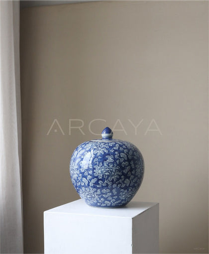 Blue White Song Aesthetic Entryway Jar Vase - scene