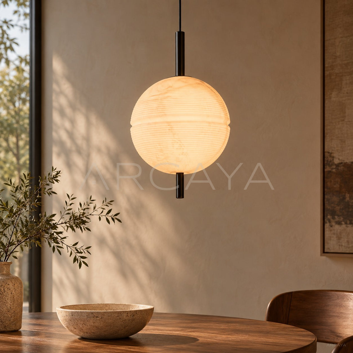 Vertical Stone Single Globe Pendant Light 97373 - main