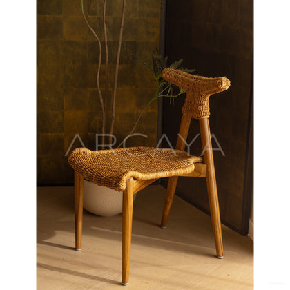 Goat Horn Teak Rattan Chair - scene