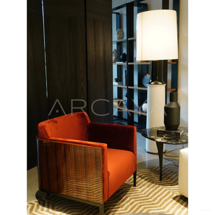 Wine Red Velvet Armchair - scene