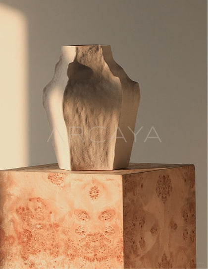 Irregular Sand Texture Wabi Sabi Art Vase - scene