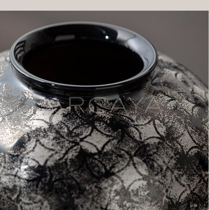 Black Gold Scale Pattern Sphere Vase - scene