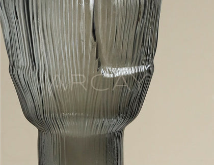 Ribbed Smoked Glass Vase - scene