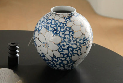 Jingdezhen Blue White Art Vase Living Room - scene