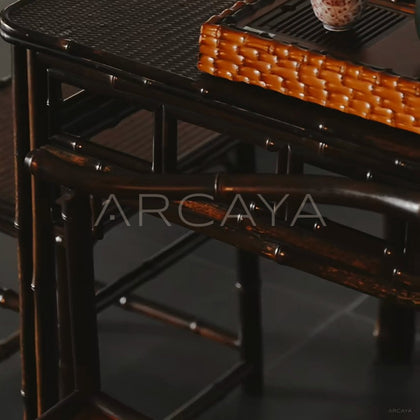 Purple Bamboo Grid Square Table - detail