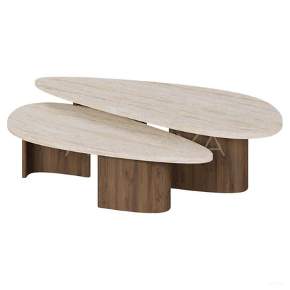 Aston Travertine Solid Wood Coffee Table - scene