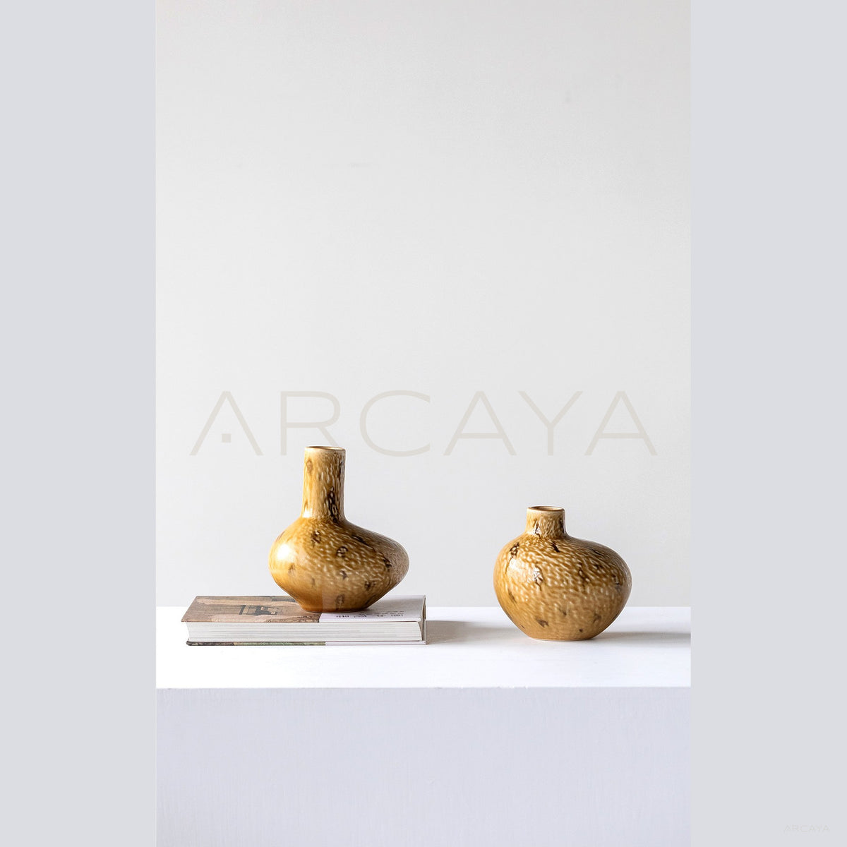 Wabi Sabi Ochre Textured Ceramic Vase in detail