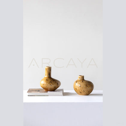 Wabi Sabi Ochre Textured Ceramic Vase - scene