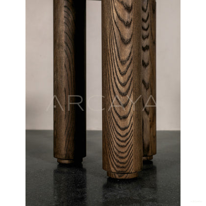 Triangular Solid Wood Marble Side Table - scene