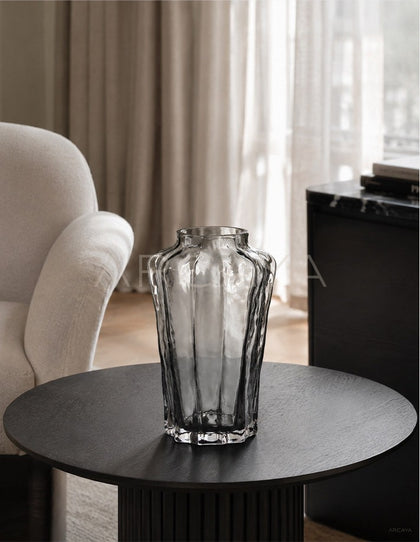 Smoked Grey Faceted Glass Vase - scene