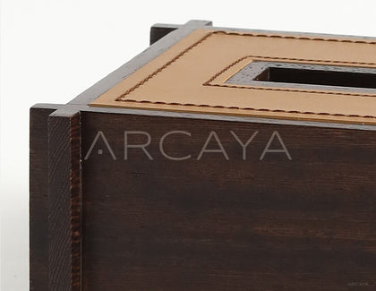 Solid Wood Leather Tissue Box - scene
