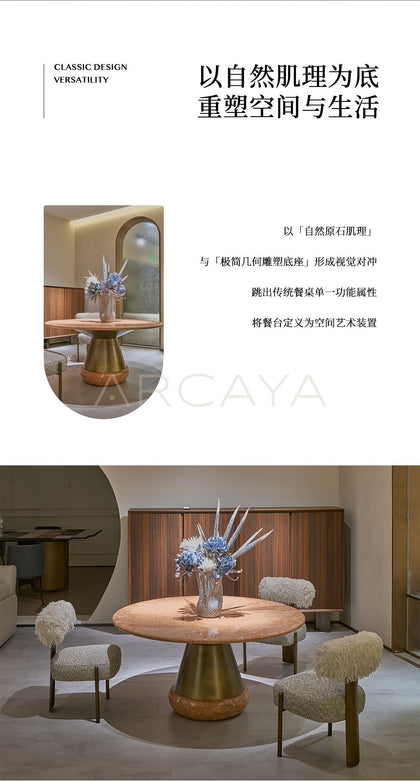 Orange Ice Jade Raw Stone Dining Table - scene