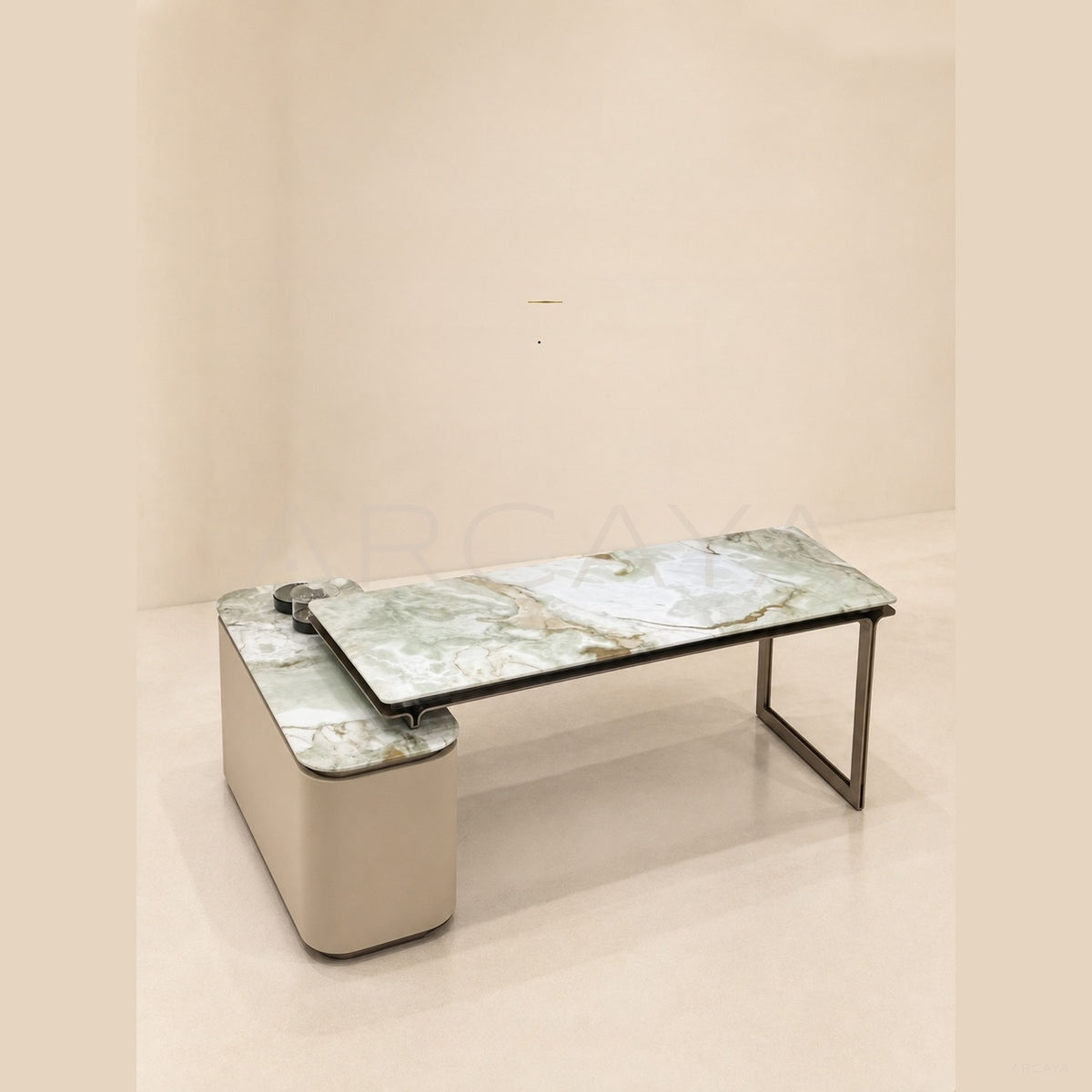 Daze Fendi Jade Stone Tea Table With Cabinet in detail