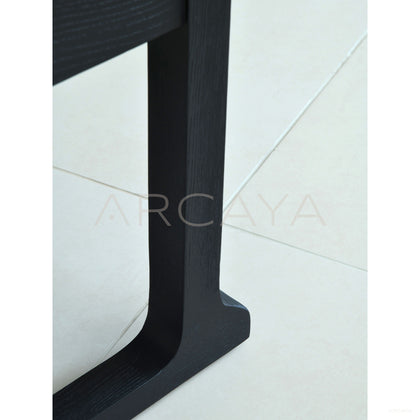 Old Money Oak Matte Black Brushed Nightstand - scene
