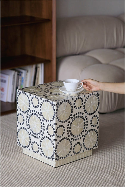 Shell Inlay Multi Use Side Table Stool - scene